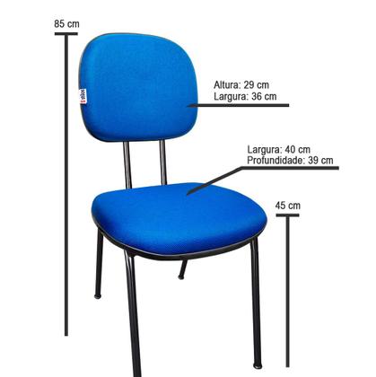 Imagem de Kit 2 Cadeiras Secretaria Fixa Pé Palito Estofada Tecido Jserrano Azul Para Escritório