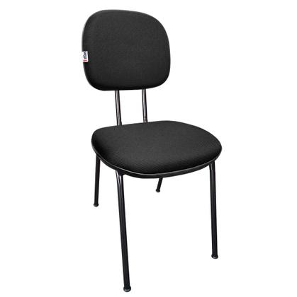 Imagem de Kit 2 Cadeiras Secretaria Fixa Pé Palito Estofada Tecido Jserrano Preto Para Escritório