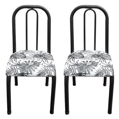 Imagem de Kit 2 Cadeiras Tubular Estofada Julia Assento Branco Floral