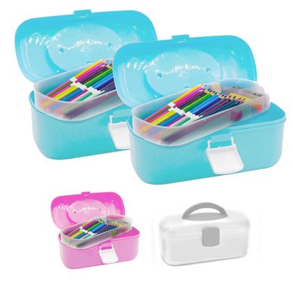 Imagem de Kit 2 Caixa Maleta Multiuso Organizadora Bebê 6 Divisórias