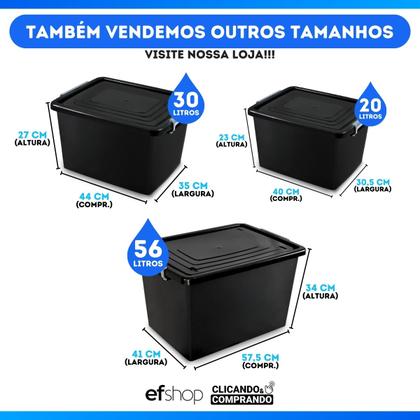 Imagem de Kit 2 Caixa Organizadora Com Tampa E Trava 20 Litros Preta