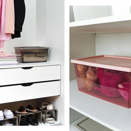 Imagem de Kit 2 Caixa Organizadora Grande com Trava Cristal 30 Litros