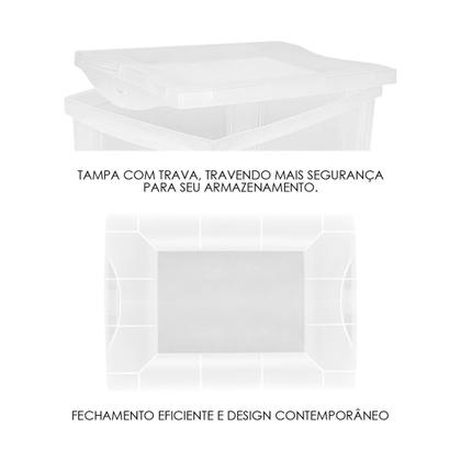 Imagem de Kit 2 Caixa Organizadora Grande com Trava Cristal 30 Litros