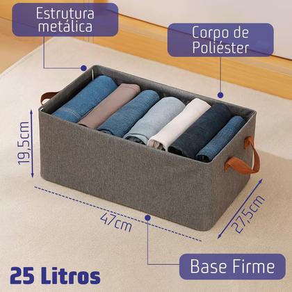 Imagem de Kit 2 Caixa Organizadora Guarda Roupa Cesto Dobrável Multiuso Retangular Grande