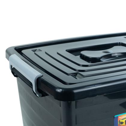 Imagem de Kit 2 Caixa Organizadora Multiuso Preta C/ Tampa 30L