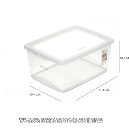 Imagem de Kit 2 Caixa Organizadora Sem Trava 15 Litros Cristal Ordene