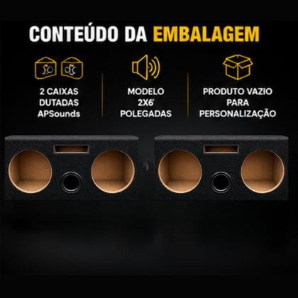 Imagem de Kit 2 Caixas 2x6 Polegadas Dutada Porta Malas APSounds