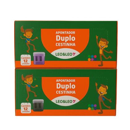 Imagem de Kit 2 Caixas Apontador Duplo com Depósito Leo&Leo  24 Unidades Cores Sortidas