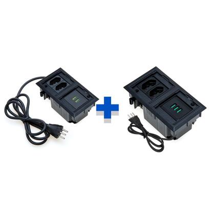 Imagem de Kit 2 Caixas De Tomadas 4 Blocos 2 Tomadas 10A 3USB 2USB