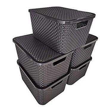 Imagem de Kit 2 Caixas Organizadora De Brinquedo Roupa Suja Cesto C/tampa 7 LITROS PRETO