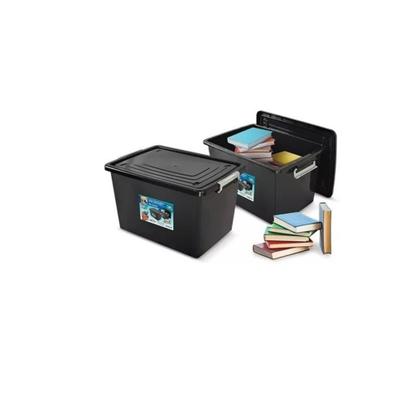 Imagem de Kit 2 Caixas Organizadora Multiuso Plástica 56l Com Tampa E Trava