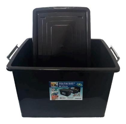 Kit 2 Caixas Organizadora Plástica 56l Com Tampa E Trava - Arqplast Imagem de Kit 2 Caixas Organizadora Plástica 56l Com Tampa E Trava