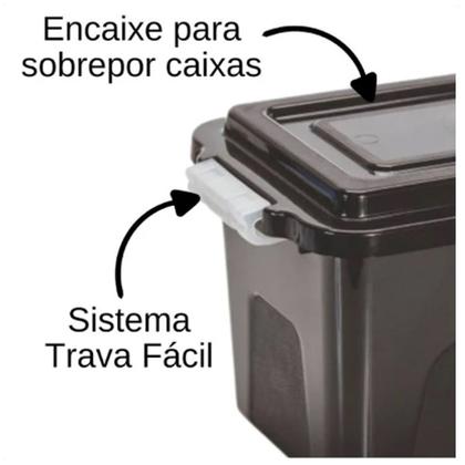 Imagem de Kit 2 Caixas Organizadoras Black 17 L C/ Tampa e Travas