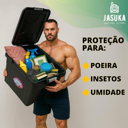 Imagem de Kit 2 Caixas Organizadoras com Tampa com Trava Empilháveis Robustas e Resistentes