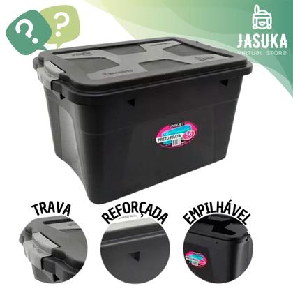 Imagem de Kit 2 Caixas Organizadoras com Tampa com Trava Empilháveis Robustas e Resistentes