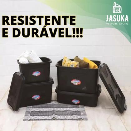 Imagem de Kit 2 Caixas Organizadoras com Tampa com Trava Empilháveis Robustas e Resistentes