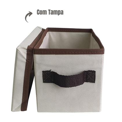 Imagem de Kit 2 Caixas Organizadoras Com Tampa Dobravel Clouset Guarda Roupa Escritório Pequena Linha Premium Luxo