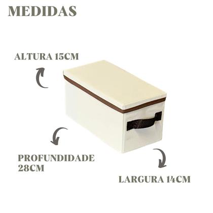 Imagem de Kit 2 Caixas Organizadoras Com Tampa Dobravel Clouset Guarda Roupa Escritório Pequena Linha Premium Luxo