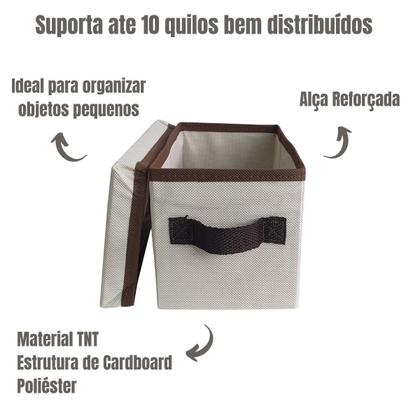 Imagem de Kit 2 Caixas Organizadoras Com Tampa Dobravel Clouset Guarda Roupa Escritório Pequena Linha Premium Luxo