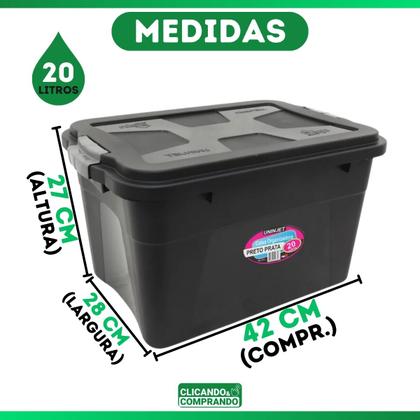 Imagem de Kit 2 Caixas Organizadoras Container 20 Litros C/ Tampa e Trava