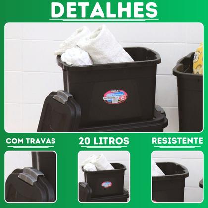 Imagem de Kit 2 Caixas Organizadoras Container 20 Litros C/ Tampa e Trava