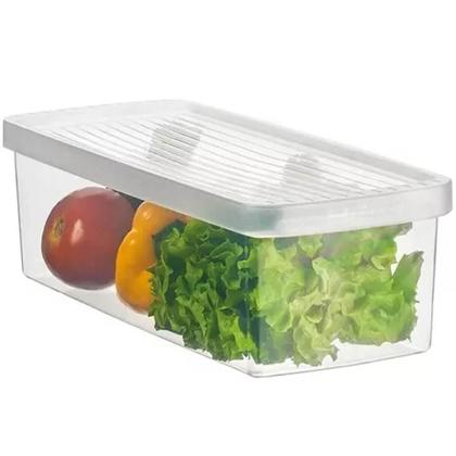 Imagem de Kit 2 Caixas Organizadoras de Geladeira Legumes Verduras Frutas 4,2L com Tampa Plástica