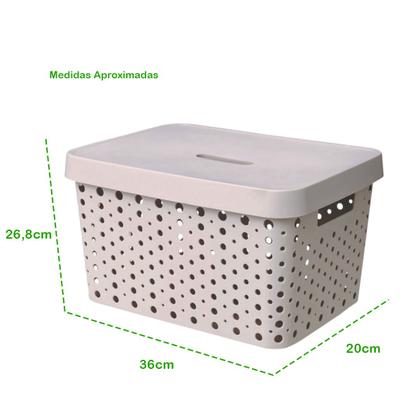 Imagem de Kit 2 Caixas Organizadoras Multiuso 17 Litros Cada Com Tampa de Fácil Encaixe Alça Vazada