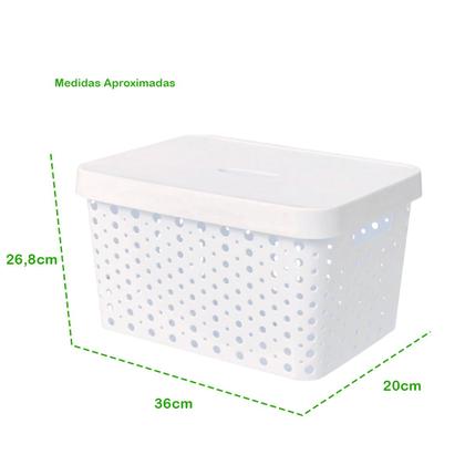Imagem de Kit 2 Caixas Organizadoras Multiuso 17 Litros Cada Com Tampa de Fácil Encaixe Alça Vazada