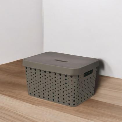 Imagem de Kit 2 Caixas Organizadoras Multiuso 17 Litros Cada Com Tampa de Fácil Encaixe Alça Vazada