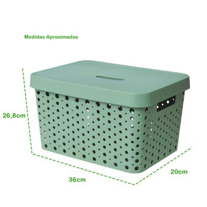 Imagem de Kit 2 Caixas Organizadoras Multiuso 17 Litros Cada Com Tampa de Fácil Encaixe Alça Vazada