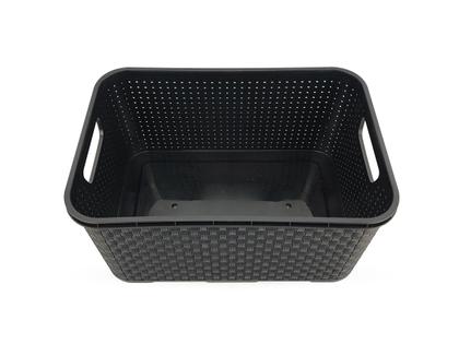Imagem de Kit 2 Caixas Organizadoras Rattan de Plástico Resistente Médio Cesto Com Tampa Capacidade 8 Litros