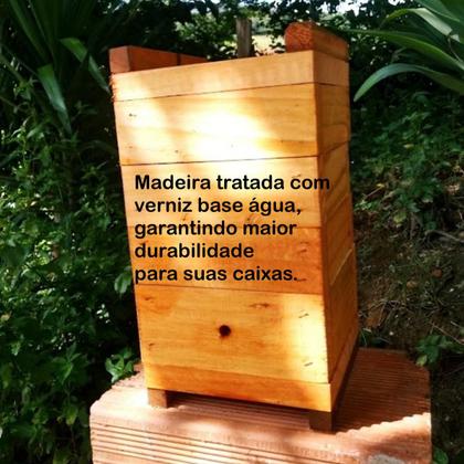 Imagem de Kit 2 Caixas Para Abelhas Jataí, 12X12  Interno Madeira Tratada De Pinus , Jataí, Mirim, Sem Ferrão Com 2 Melgueiras  Modelo Inpa