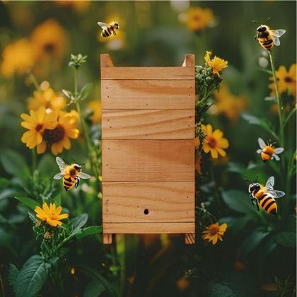 Imagem de Kit 2 Caixas Para Abelhas Jataí, 12X12  Interno Madeira Tratada De Pinus , Jataí, Mirim, Sem Ferrão Com 2 Melgueiras  Modelo Inpa