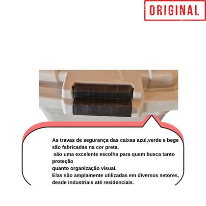 Imagem de Kit 2 Caixas Plástica 50L Organizadora Bege Grande Tampa Trava Original