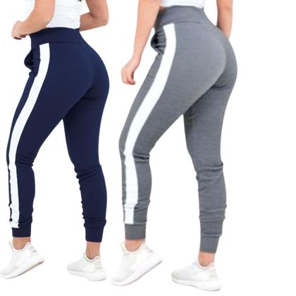 Imagem de Kit 2 Calça Feminina Jogger com Listra na Lateral em Crepe