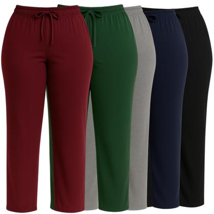 Imagem de Kit 2 Calça Feminina Malha Viscolycra Lisa Soltinhas Plus