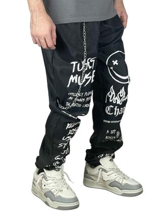 Imagem de Kit 2 Calça Gringa Estampada Modelo Trapper Corta Vento 100% poliester Jogger Corta Vento StreetWear