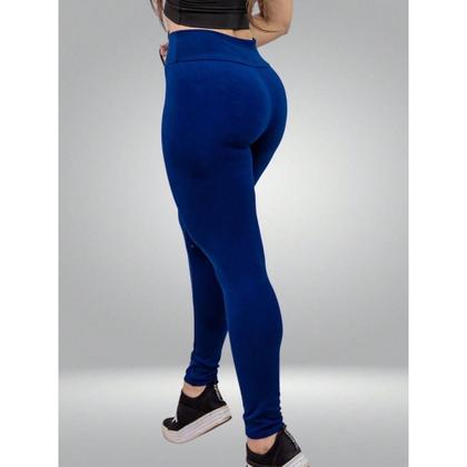 Imagem de Kit 2 Calça Legging Fio Duplo Lisa Basica Cos Alto Zero Transparencia Confortavel Alta Elasticidade Tamanho Pequeno E Grande Academia