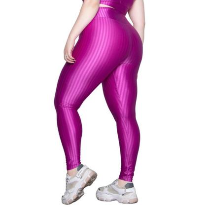 Imagem de KIT 2 Calça Legging Plus Size New Zig 3D WLS Modas Poliamida Cós Alto Academia Moda Fitness