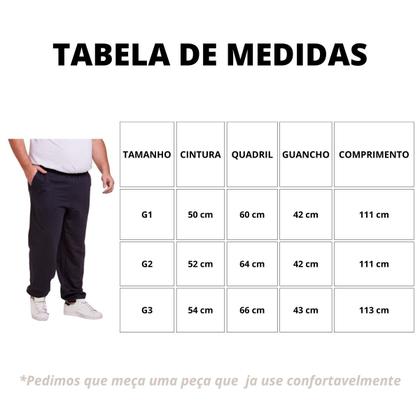 Imagem de Kit 2 Calça Moletom Punho Fit Slim Masculino Plus Size