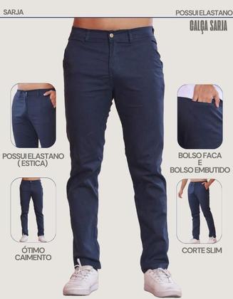 Imagem de Kit 2 Calça Sarja Masculina Calca Masculino Com Lycra Elastano