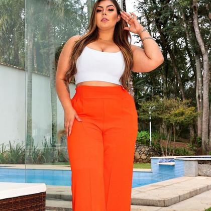 Imagem de Kit 2 Calças Feminina Pantalona Plus Size Duna Elegante Em Elasticidade Na Cintura Com Bolsos