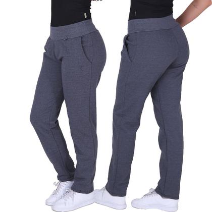 Imagem de Kit 2 calças femininas moletom algodão com bolsos