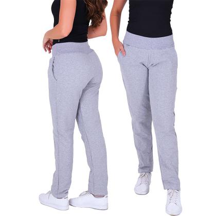 Imagem de Kit 2 calças femininas moletom algodão com bolsos