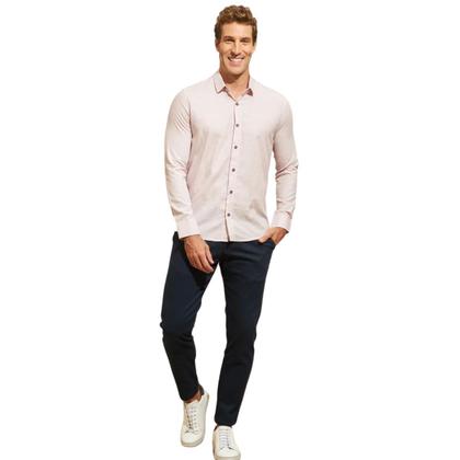 Imagem de Kit 2 Calças FMF de Sarja Chino Com Bolso Traseiro Embutido Alfaiataria Skinny Marinho