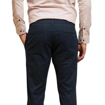 Imagem de Kit 2 Calças FMF de Sarja Chino Com Bolso Traseiro Embutido Alfaiataria Skinny Marinho