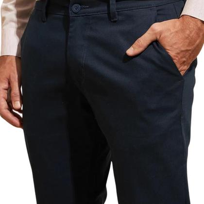 Imagem de Kit 2 Calças FMF de Sarja Chino Com Bolso Traseiro Embutido Alfaiataria Skinny Marinho