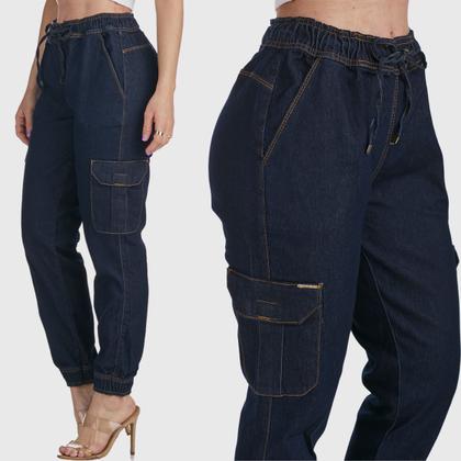 Imagem de Kit 2 Calças Jogger HNO Jeans com Bolso Lateral Azul Claro e Azul Marinho