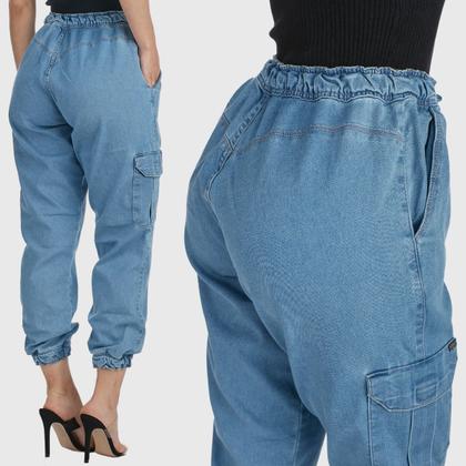 Imagem de Kit 2 Calças Jogger HNO Jeans com Bolso Lateral Azul Claro e Azul Marinho