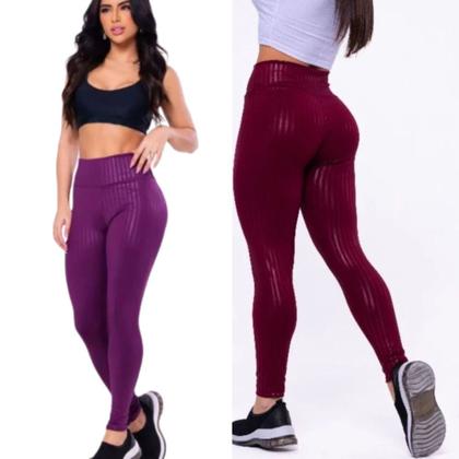 Imagem de Kit 2 Calças Legging Feminina 3 D fitness levanta Empina Bumbum -Cintura Alta 